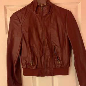 Burgundy Leather Jacket - Size S